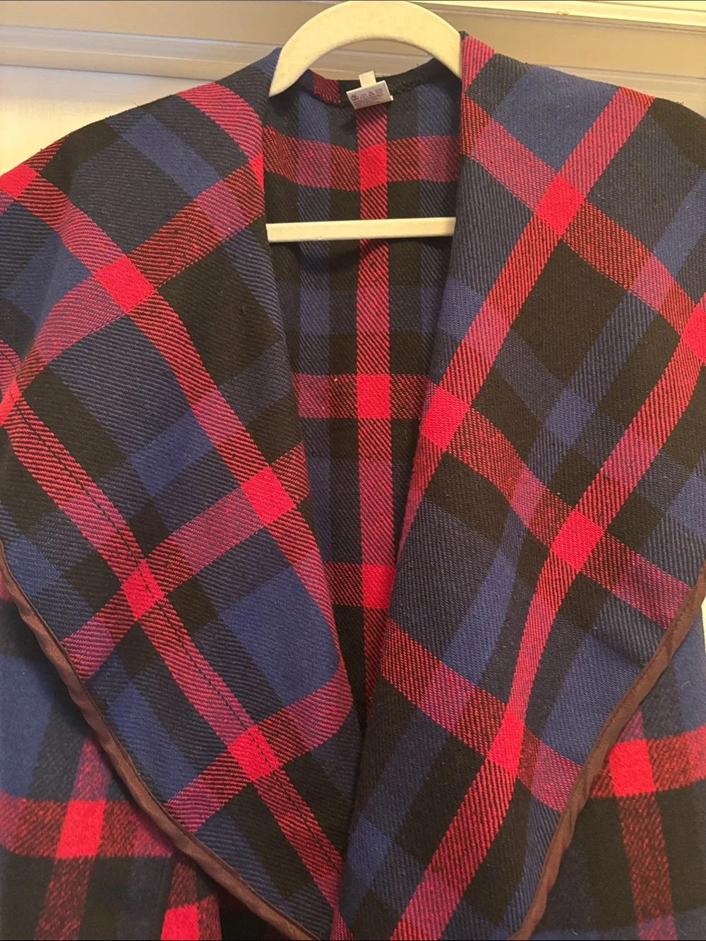 Gently used, Plaid Shawl Collar Vest - Red, Blue & Black ❤️💙🖤
